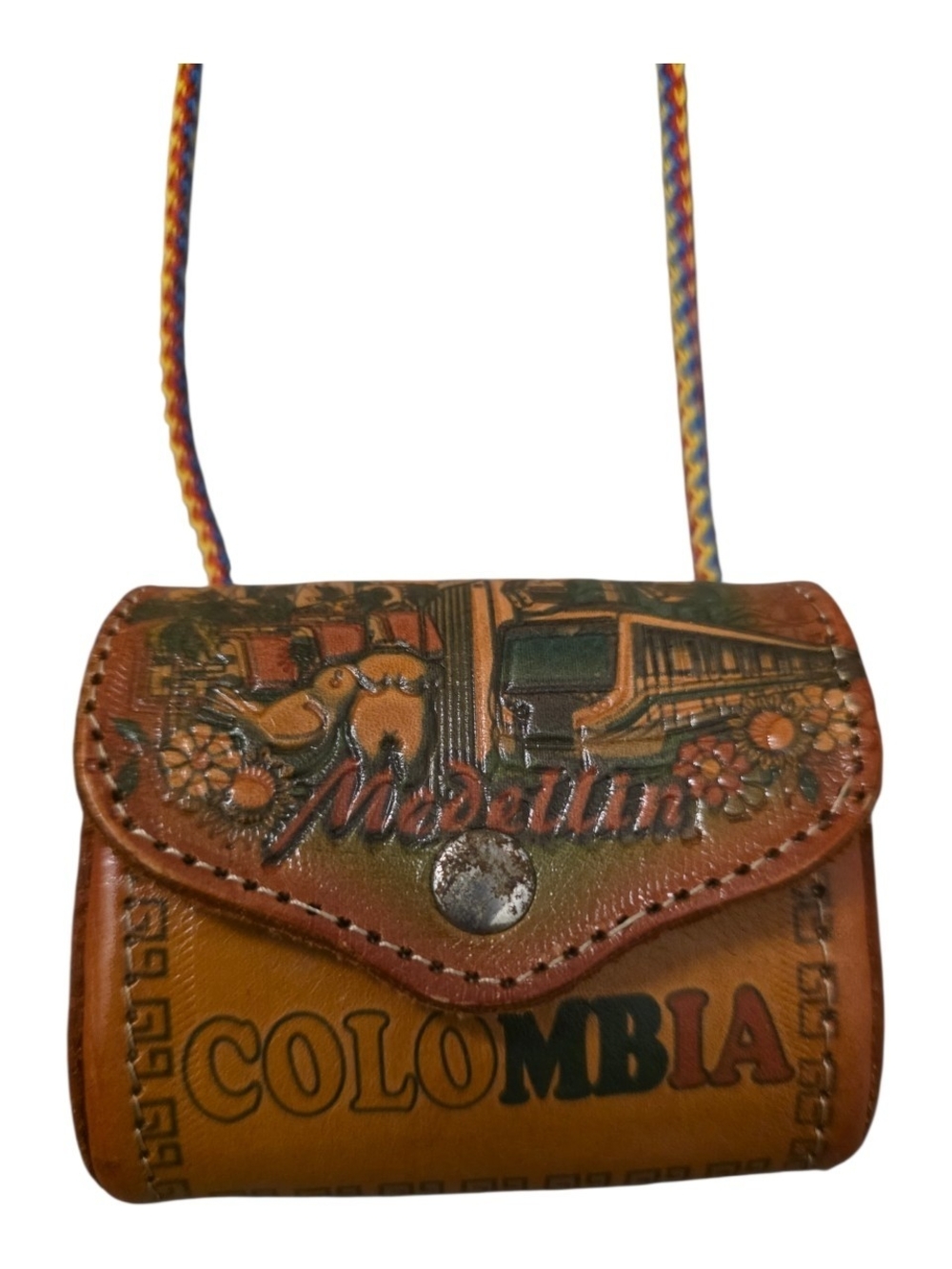 Tooled Leather Medellin Colombia Mini Bag/Change Purss